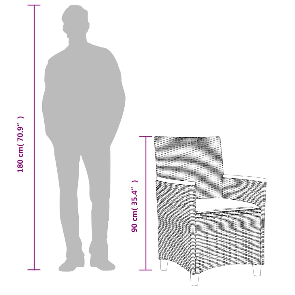 Garden Chairs with Cushions 2 pcs Beige Poly Rattan&Solid Wood